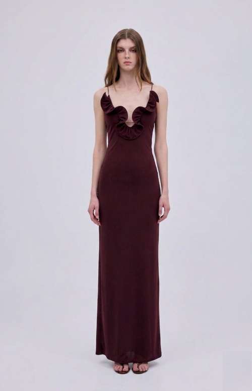 MAXI HILL DRESS BURGUNDY- NEW