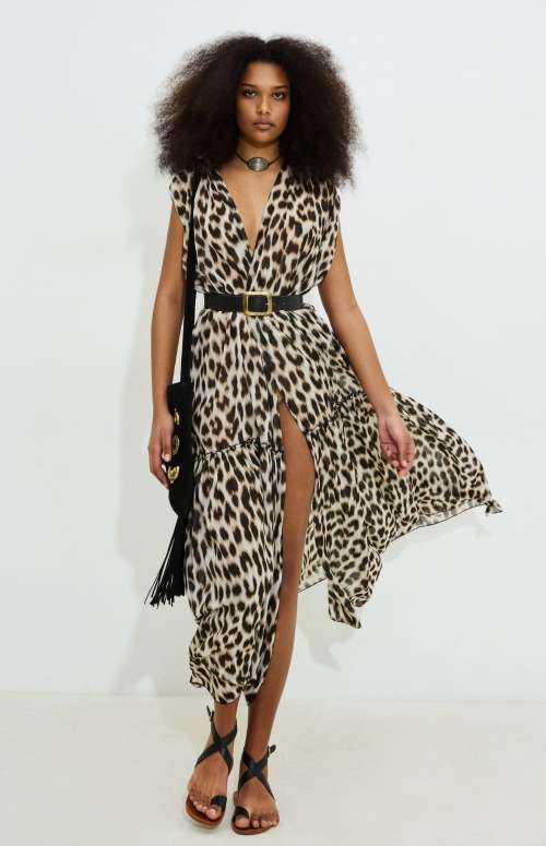 GYDA LEOPARD RUFFLED MAXI TUNIC