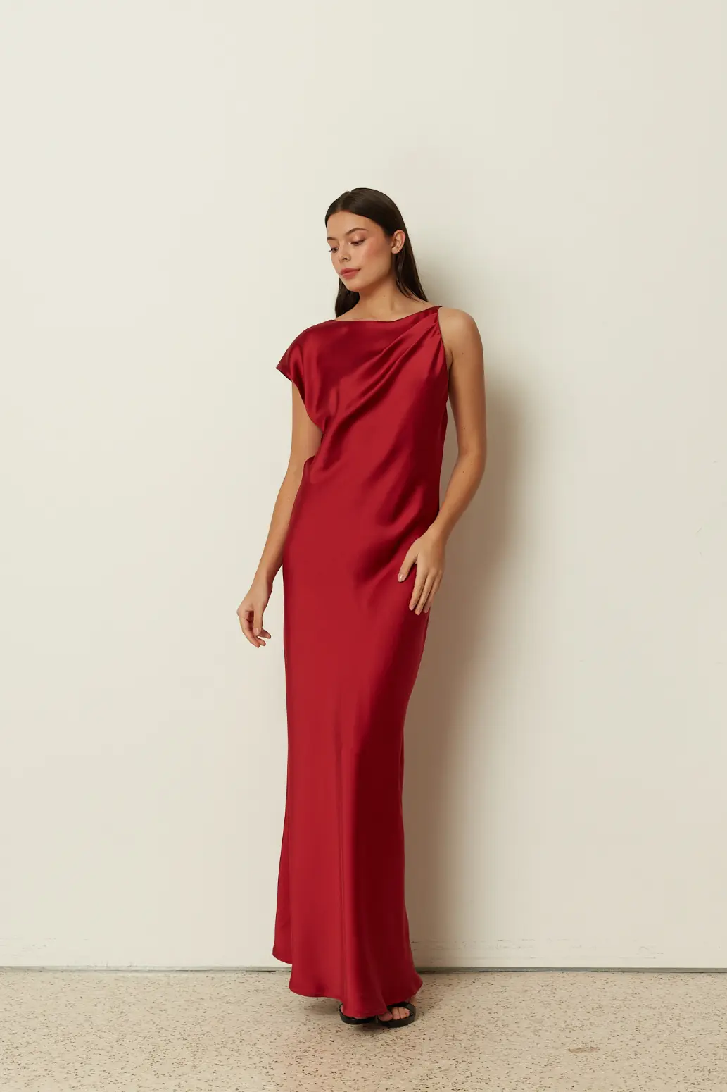 ASYMMETRICAL SATIN DRESS