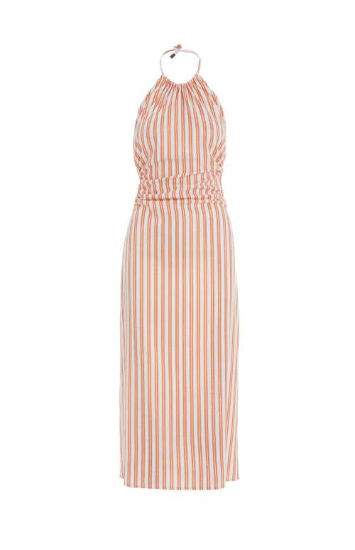 PURE LINEN OPEN BACK STRIPED DRESS