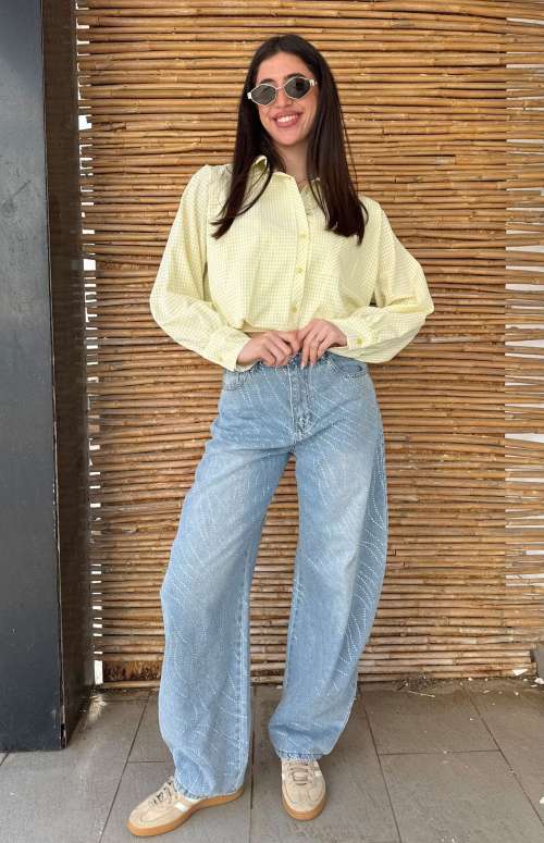 RHINESTONE DENIM TROUSER