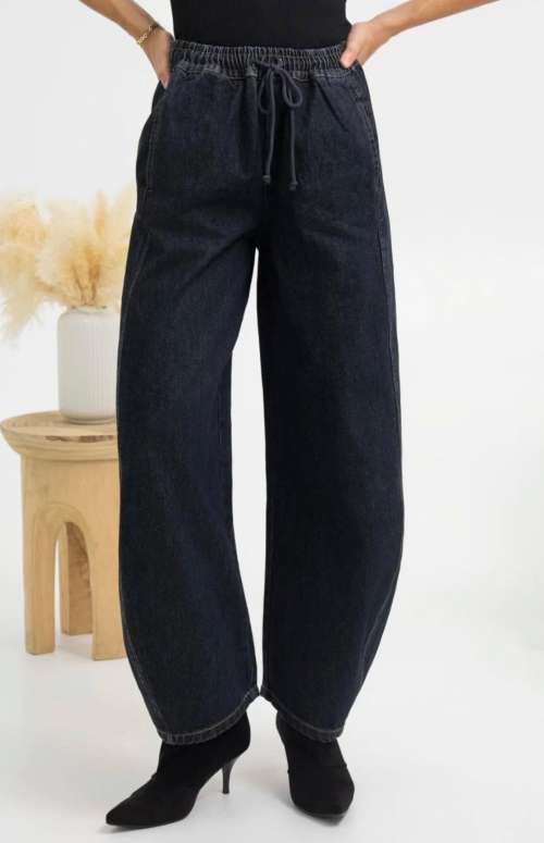 DENIM TROUSER WITH ELASTIC WAISTBAND