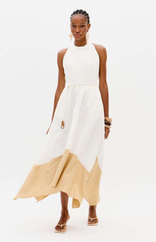 HALTER NECK LINEN DRESS
