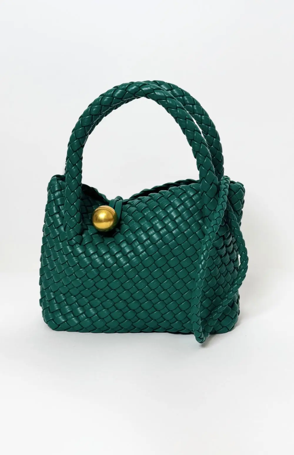 WOVEN SMALL HANDBAG WITH GOLD DETAIL
