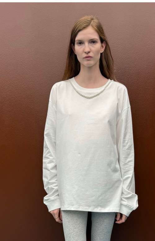 LONG SLEEVE TOP WITH PEARLS