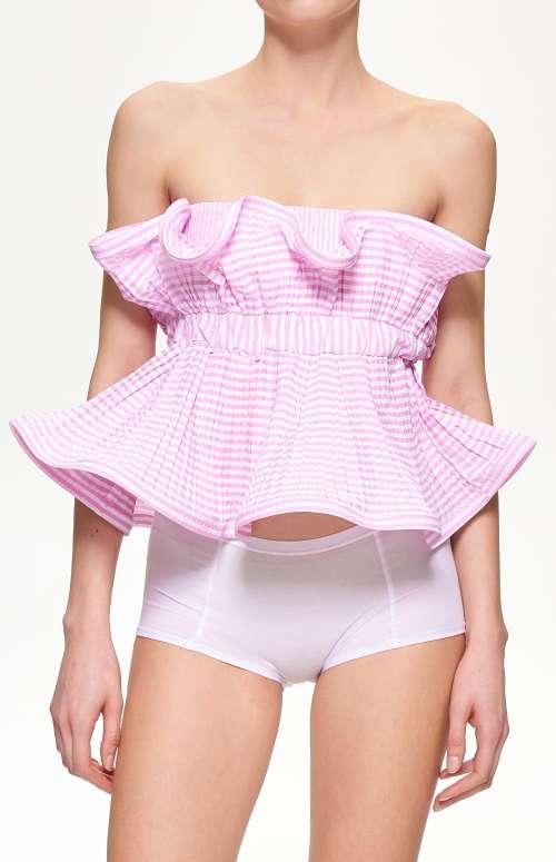 RUFFLED BANDEAU TOP | PINK