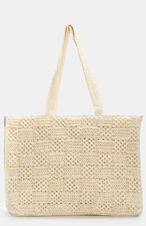 WOVEN STRAW TOTE BAG