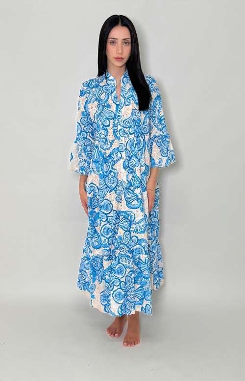 BRODERIE MAXI DRESS | LIGHT BLUE