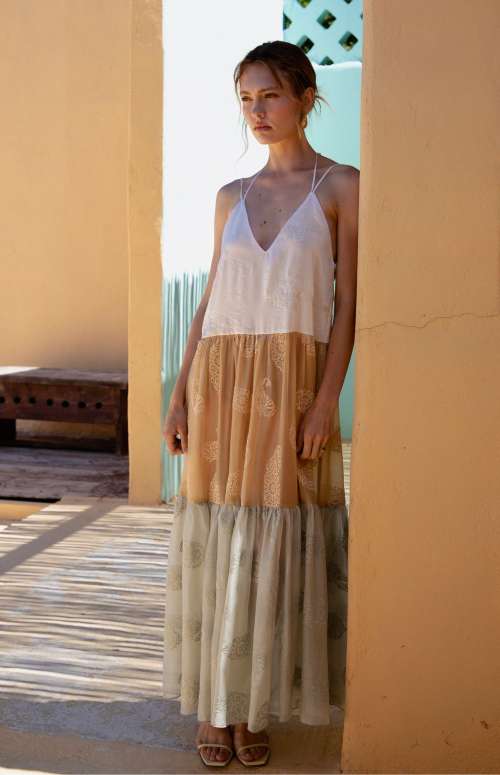 MEDTWEEN DRESS | SATIN FLORAL EMBROIDERED MUSLIN