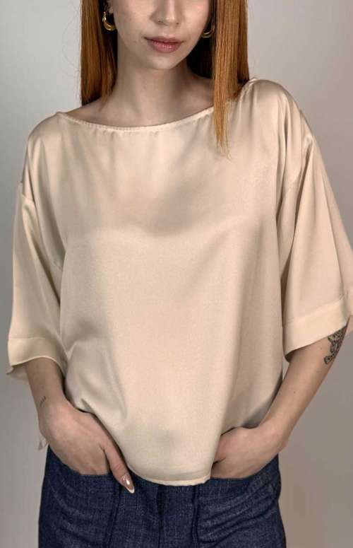 SATIN T-SHIRT BEIGE