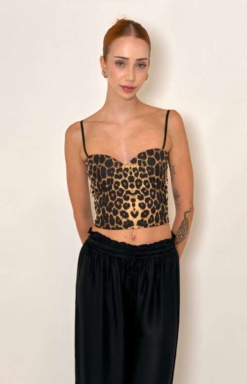 BUSTIER CROP TOP | ANIMAL PRINT