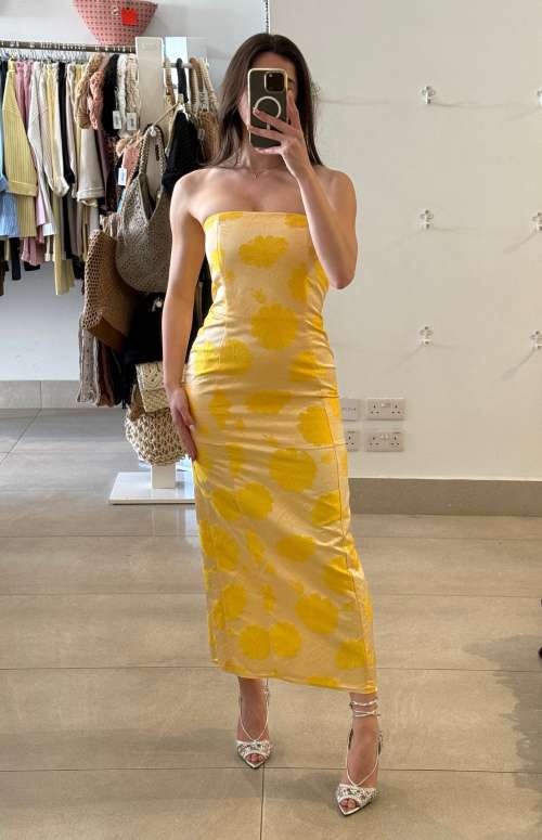 MIDI STRAPLESS DRESS