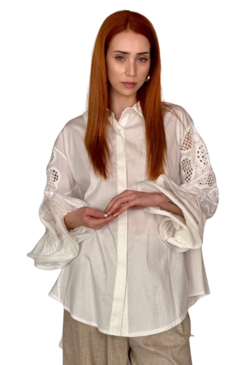 SHIRT WITH DETAILED FLARED SLEEVES