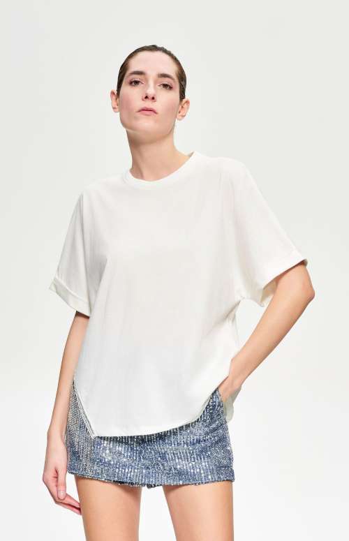 T-SHIRT WITH RHINESTONES FRINGES