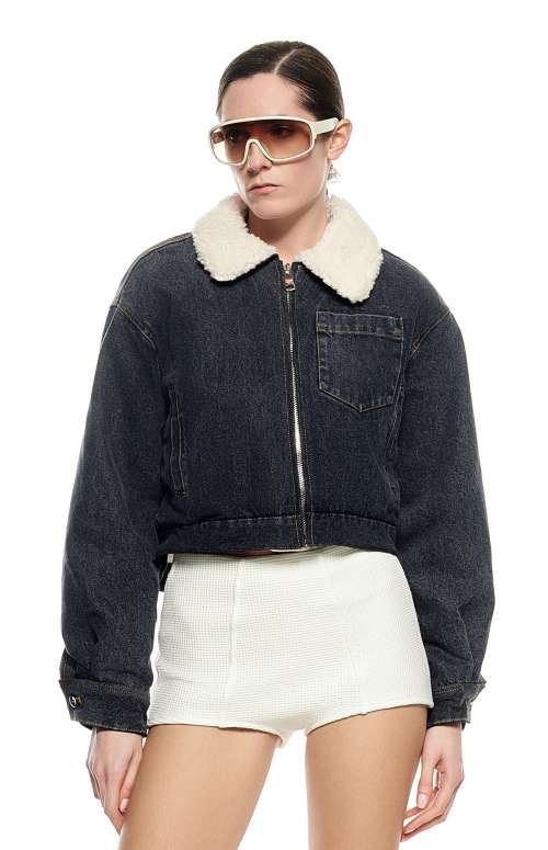 CROPPED BOMBER | BLUE