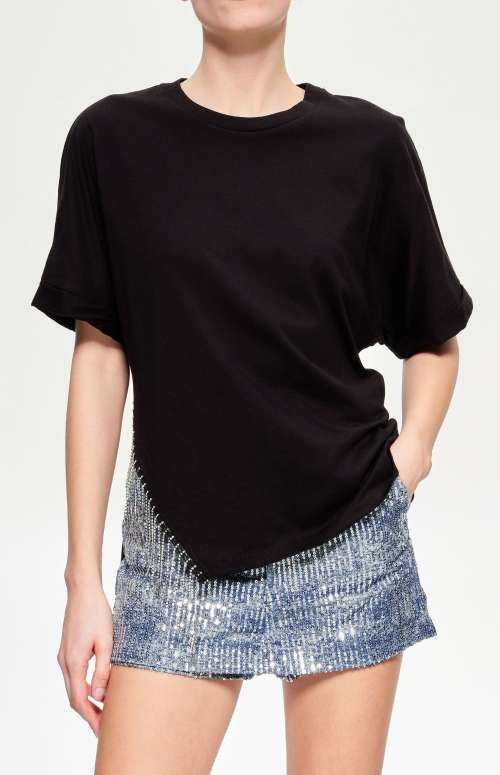 T-SHIRT WITH RHINESTONES FRINGES