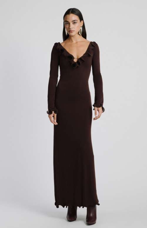 LONG SLEEVE DRESS BROWN