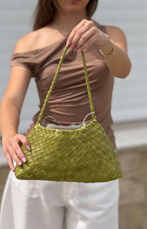 WOVEN SMALL HANDBAG | LIGHT GREEN