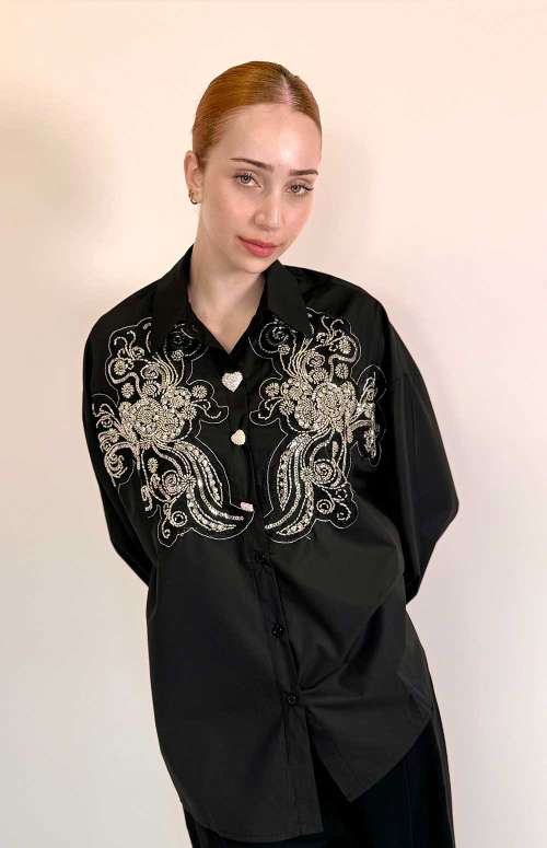 EMBELLISHED BLACK SHIRT