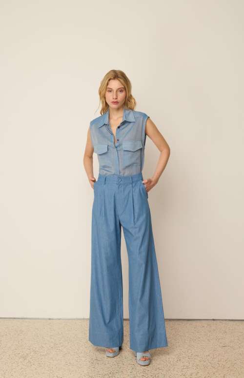 DENIM WIDE PANTS