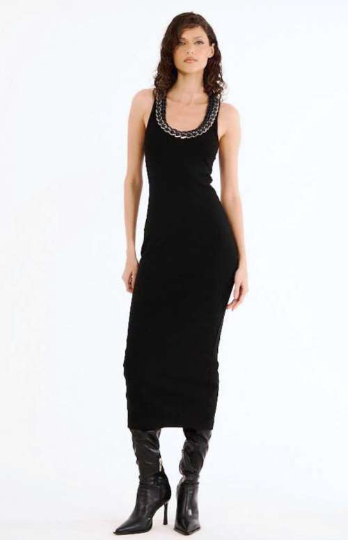 RIBBED DRESS WITH COLLAR DETAIL