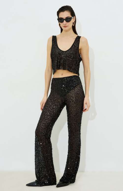 CO-ORD SEQUIN | GRETA CROP TOP & HARPER BELL BOTTOM