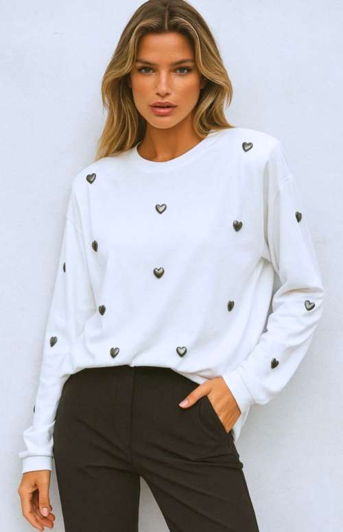 LONG-SLEEVE T-SHIRT WITH HEARTS