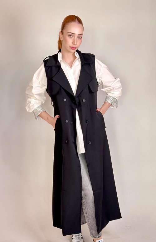 LONG SLEEVELESS TRENCH COAT