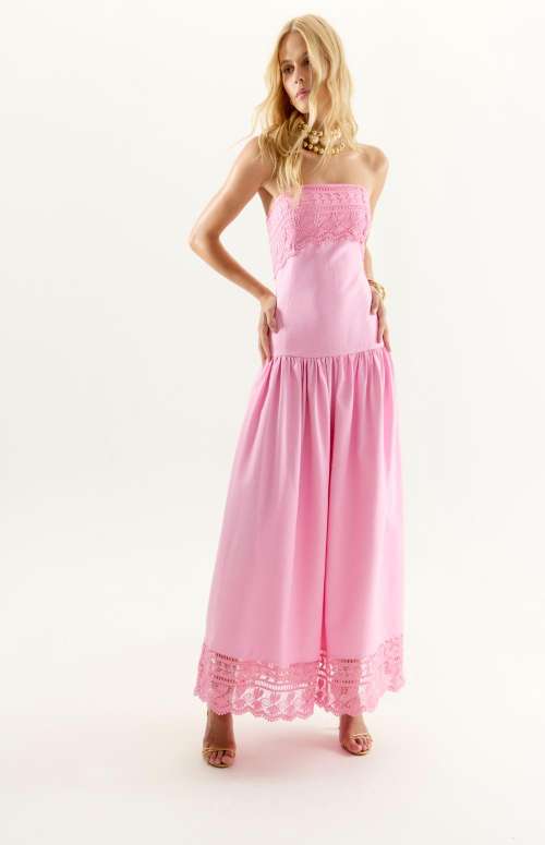 STRAPLESS DRESS WITH EMBROIDERY DETAILS