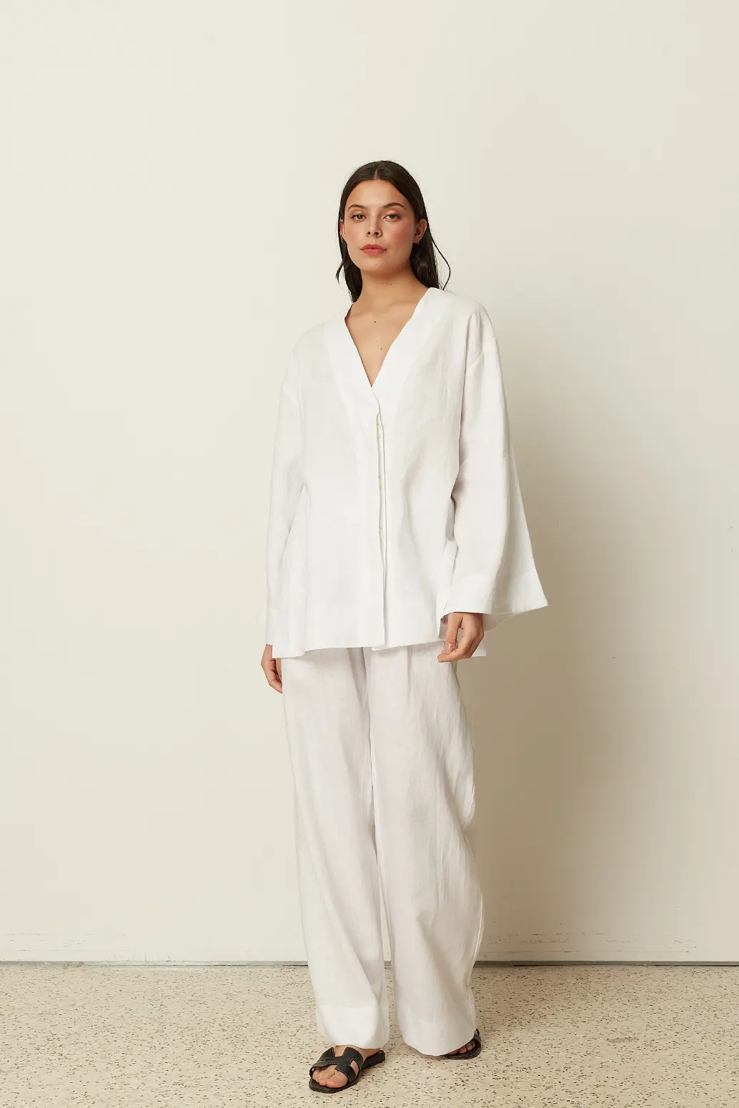 LINEN WIDE LEG PANTS