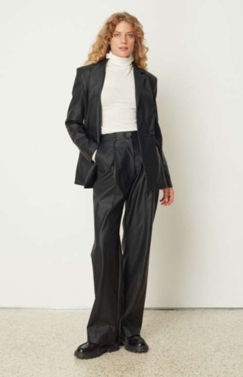 LEATHER LOOK PANTS | BLACK
