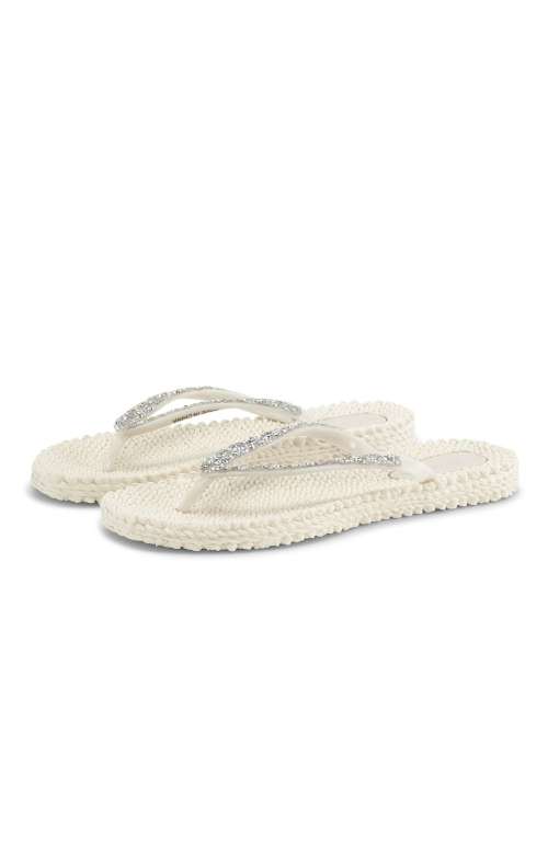 FLIP FLOP WITH RHINESTONES | WHITE