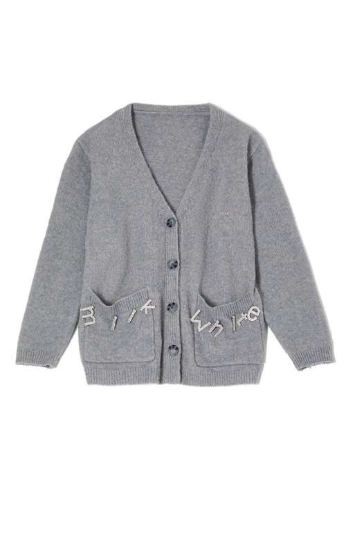 UNISEX CARDIGAN WITH MILKWHITE CRYSTAL LETTERS