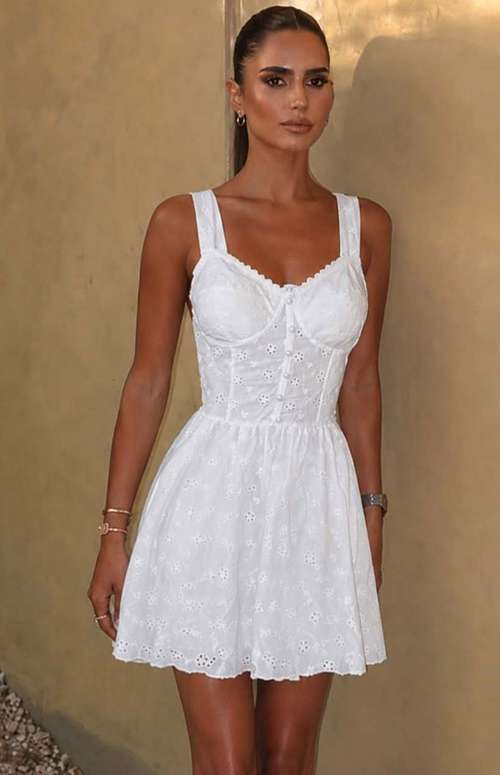 EYELET MINI DRESS