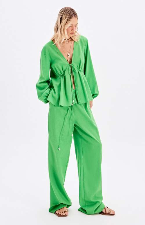 CO-ORD LINEN | TIE BLOUSE & TROUSERS