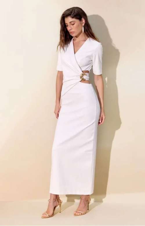 DRESS WITH CUTOUT AND GOLD DETAIL