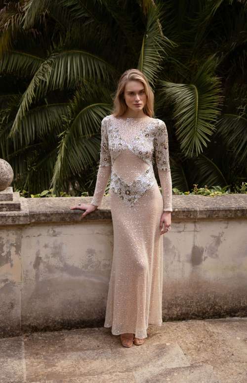 NOMADIC DRESS | BEADED SEQUINED NET APPLIQUE