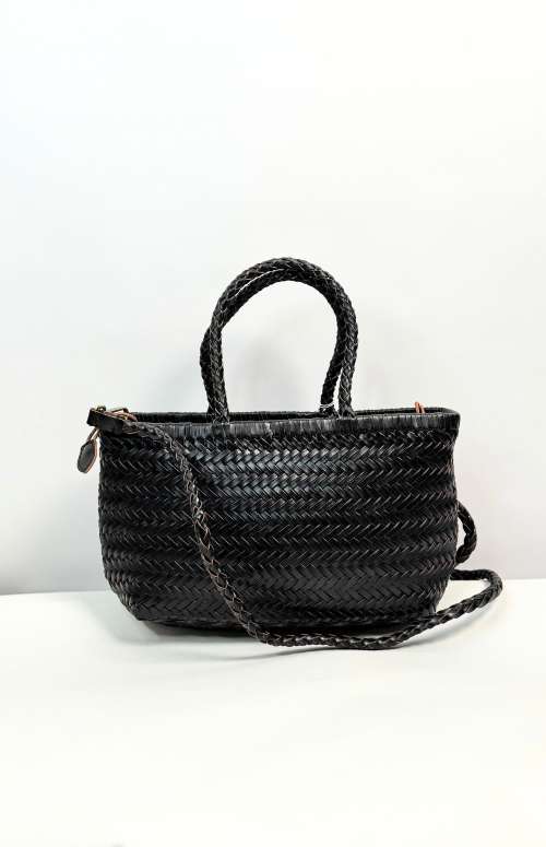 WOVEN BASKET BAG | BLACK