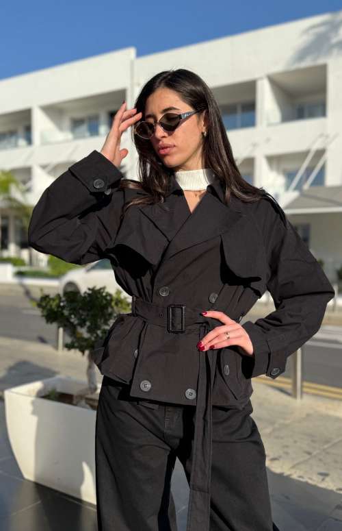 SHORT BELTED TRENCH COAT