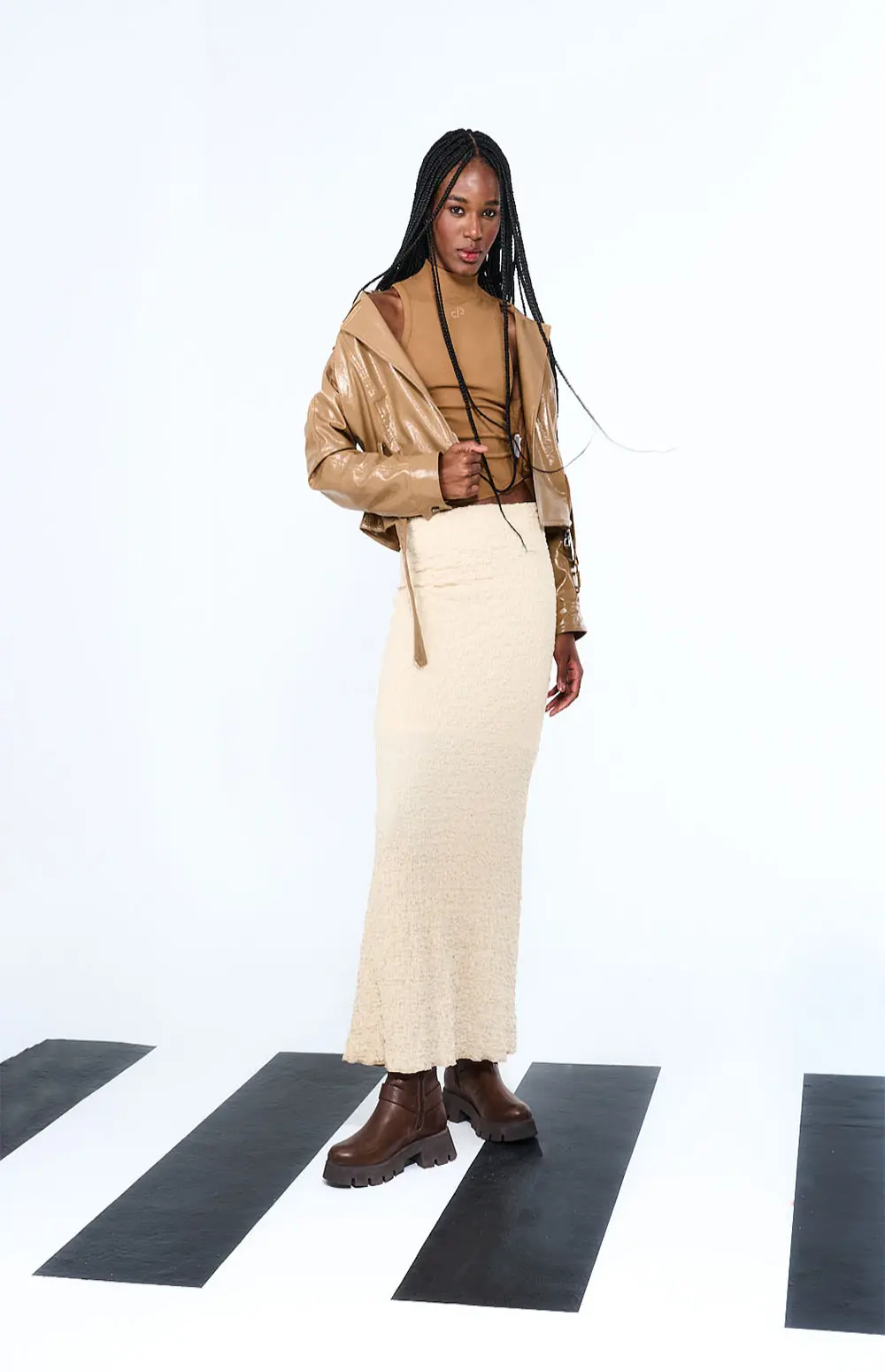 TEXTURED RIBBED SKIRT