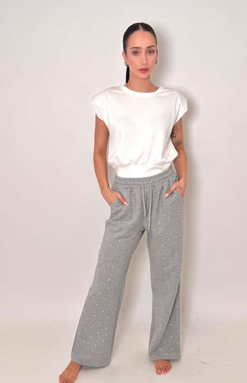 JOGGERS WITH RHINESTONES | GREY