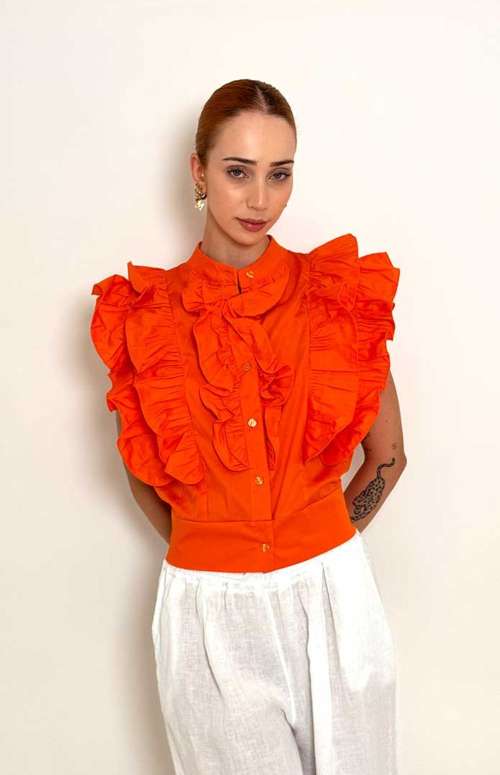 RUFFLED SHIRT | ORANGE