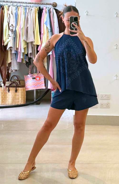 CO-ORD LINEN | HALTER OPEN BACK TOP & SHORTS