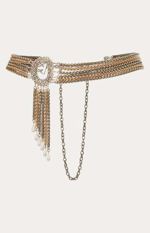 JOPLIN BELT | METALLIC BUCKLED PEARL EMBELLISHED CHAIN