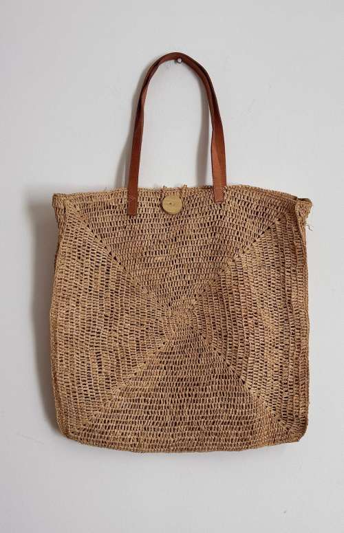 RAFFIA CROCHET SQUARE BAG