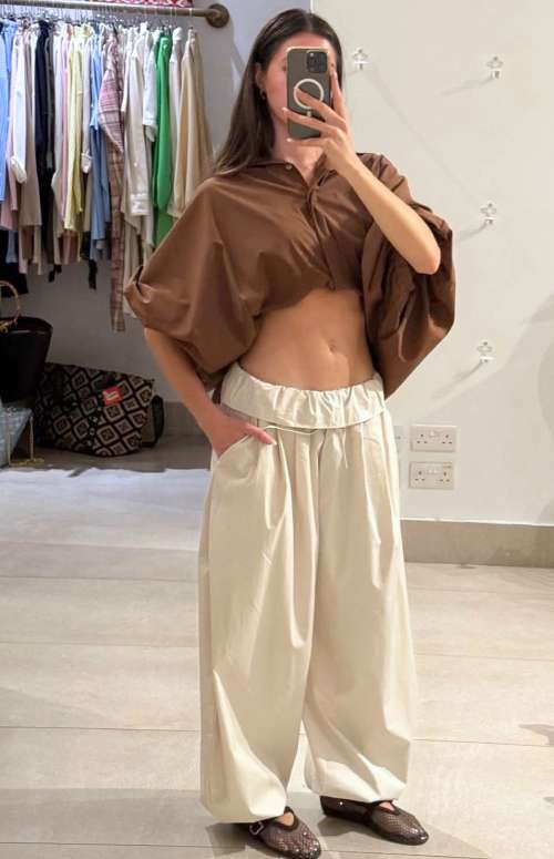 BALLOON TROUSERS WITH FOLDOVER WAISTBAND