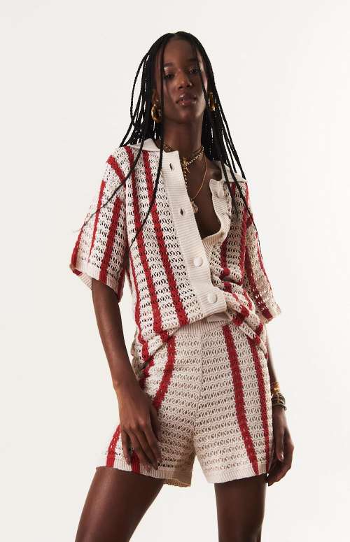 CO-ORD STRIPED KNIT | SHIRT & SHORTS