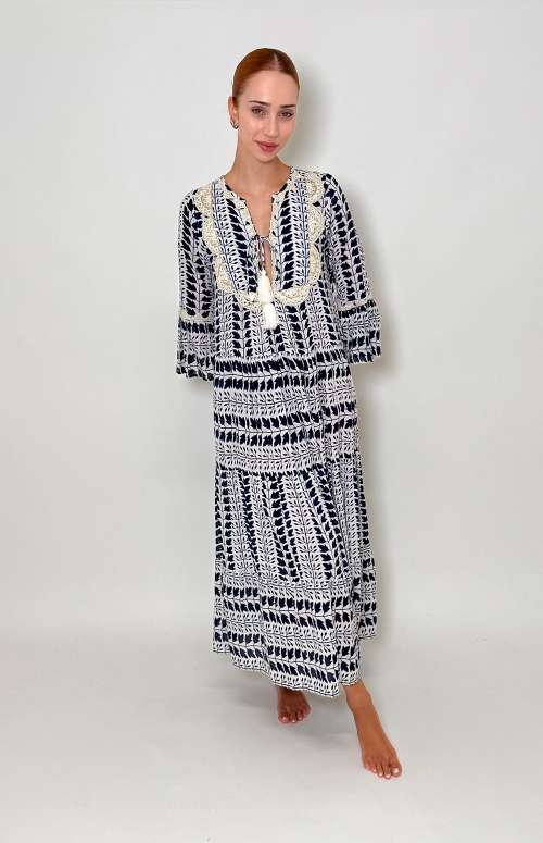 BEJEWELED PRINTED MAXI DRESS