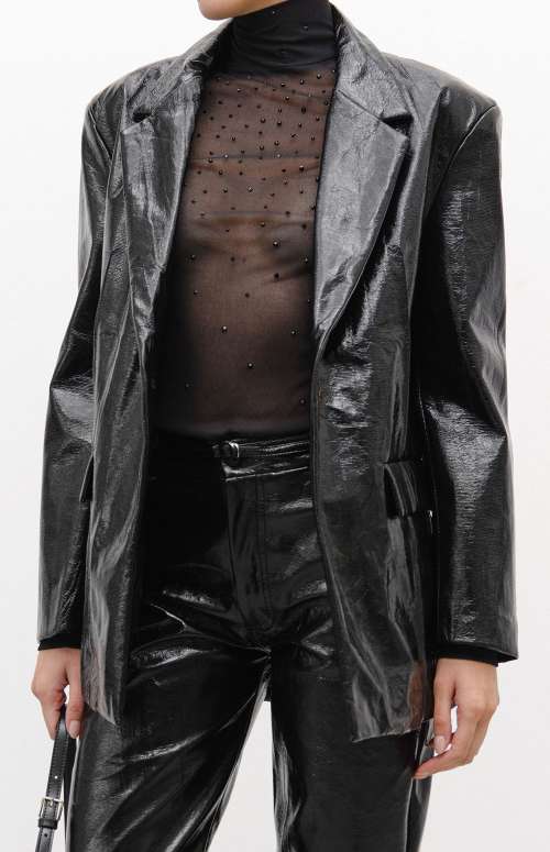 FAUX LEATHER BLAZER