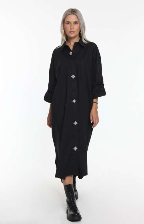 SHIRT-DRESS WITH EMBELLISHED BUTTONS